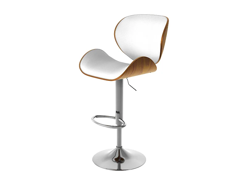 Silla de bar ajustable 63/84 cm en piel artificial blanca - Baudoin