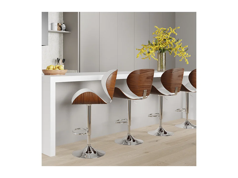 Sedia da bar regolabile 63/84 cm in pelle artificiale bianca - Baudoin