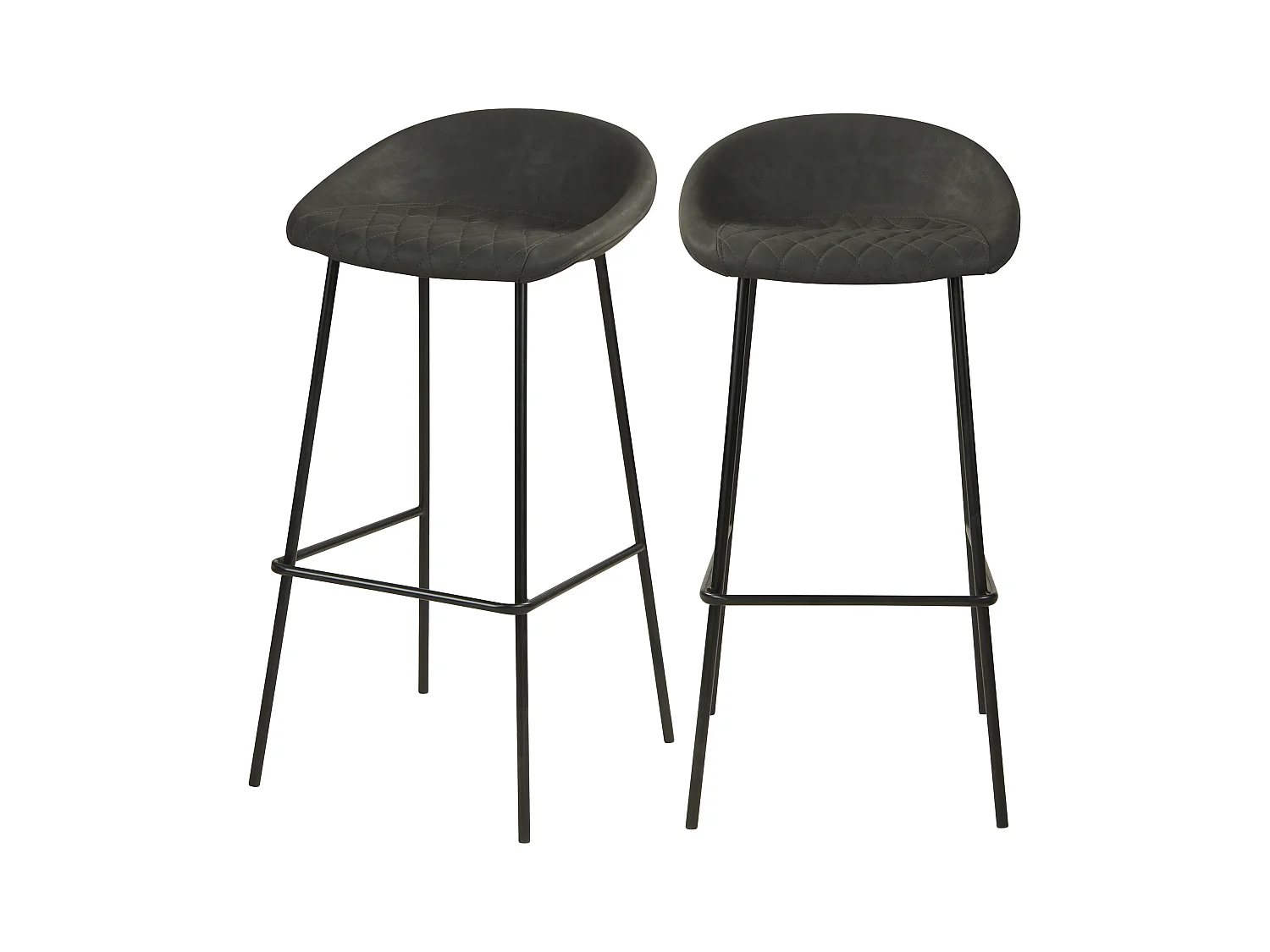 Chaise de bar 75cm en PU gris foncé (lot de 2) - Camini