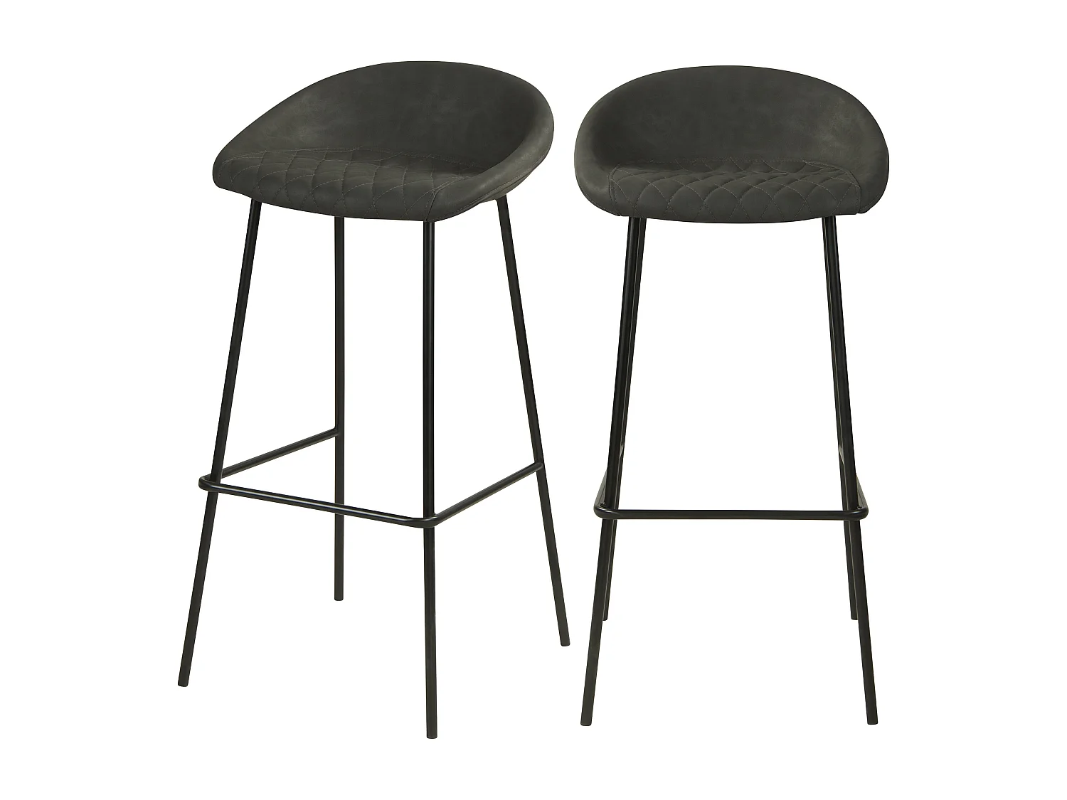 Chaise de bar 75cm en PU gris foncé (lot de 2) - Camini
