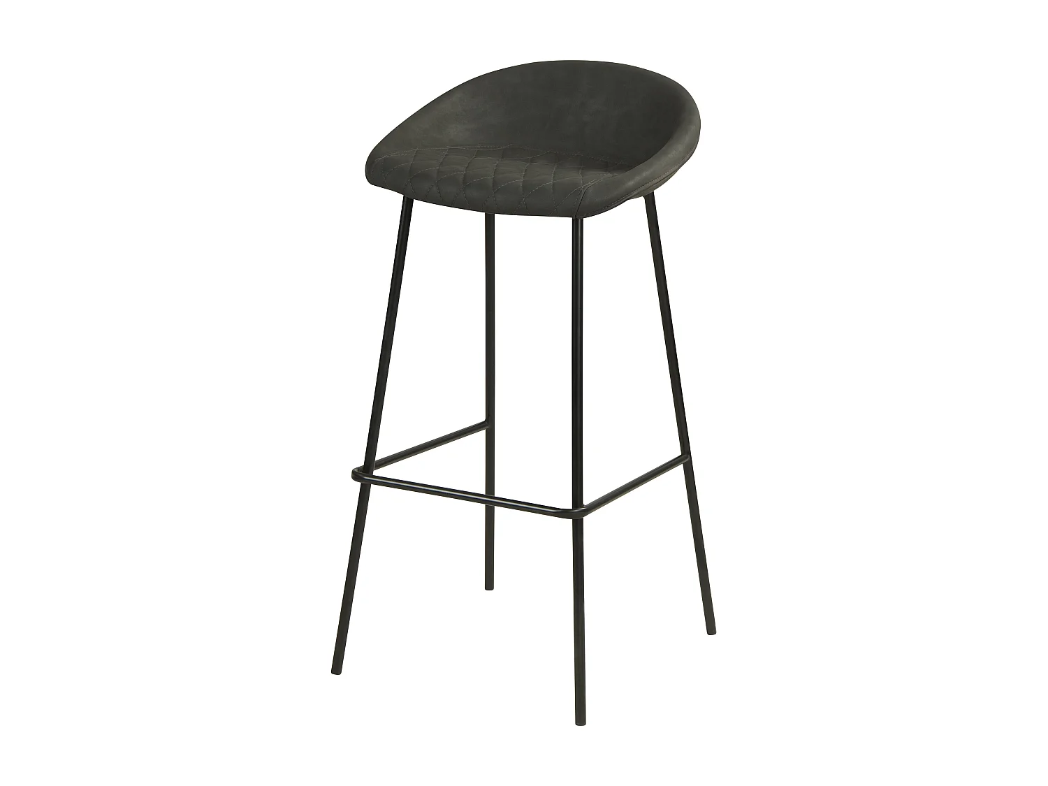 Chaise de bar 75cm en PU gris foncé (lot de 2) - Camini