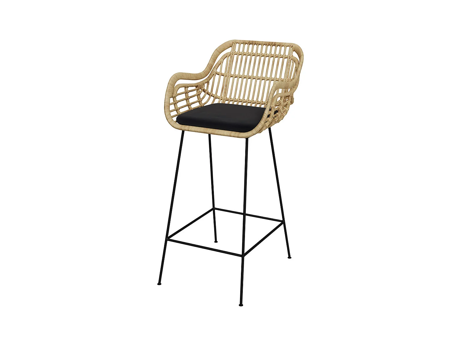 Silla de bar de ratán natural con patas de metal 71 cm - Chiloe