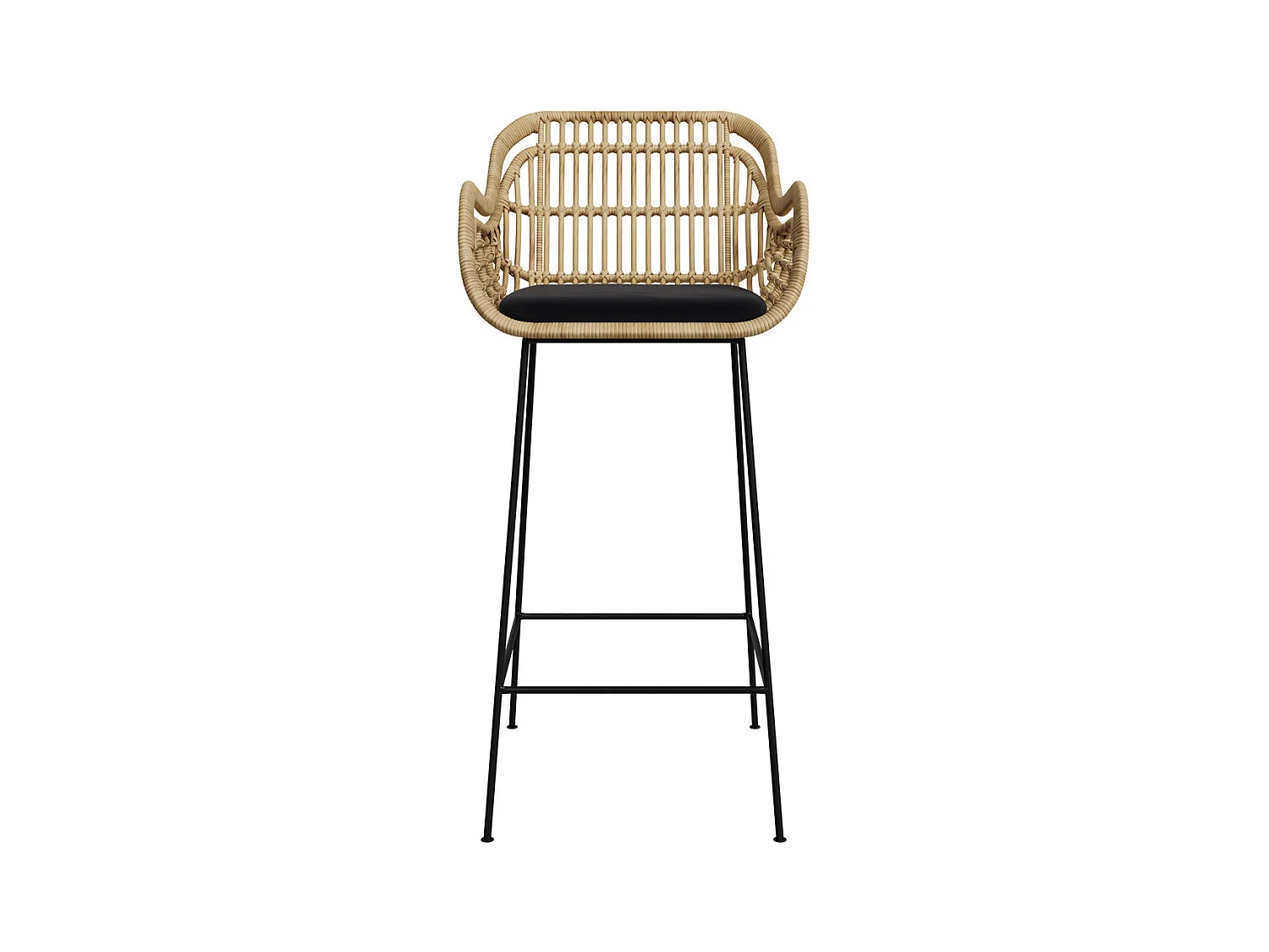 Silla de bar de ratán natural con patas de metal 71 cm - Chiloe