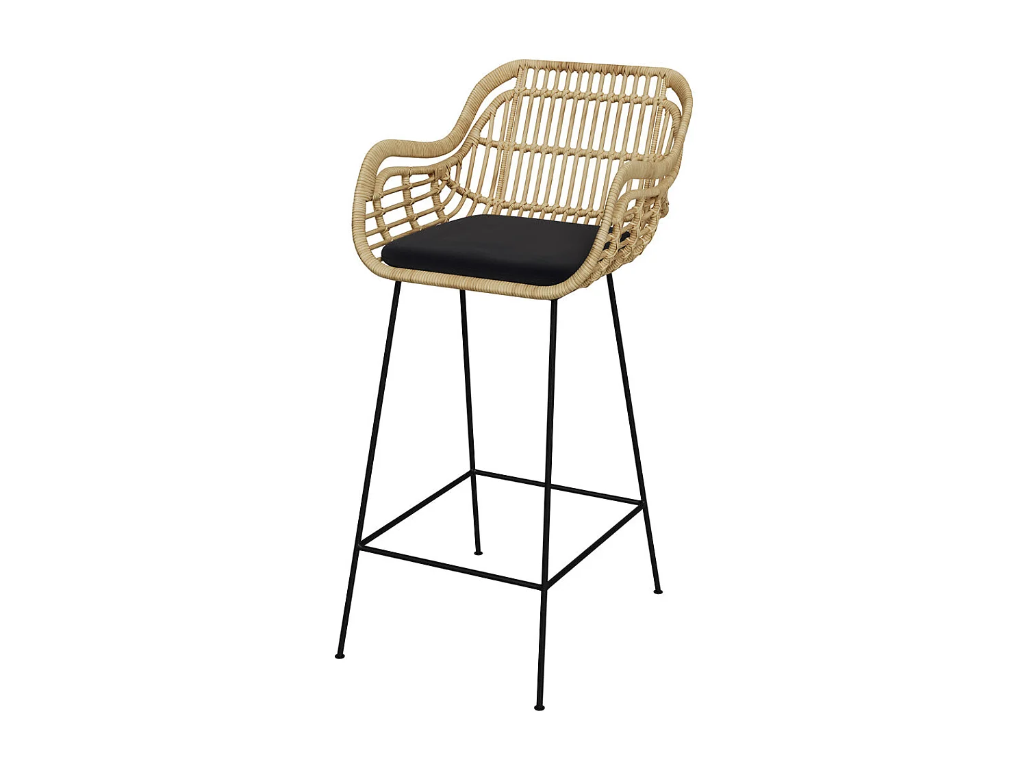 Silla de bar de ratán natural con patas de metal 71 cm - Chiloe