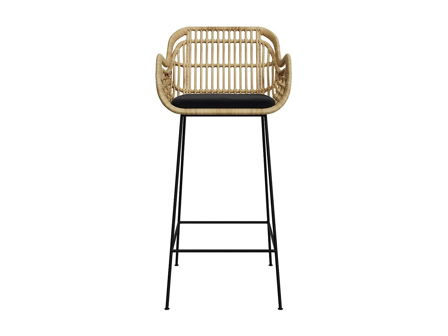 Silla de bar de ratán natural con patas de metal 71 cm - Chiloe