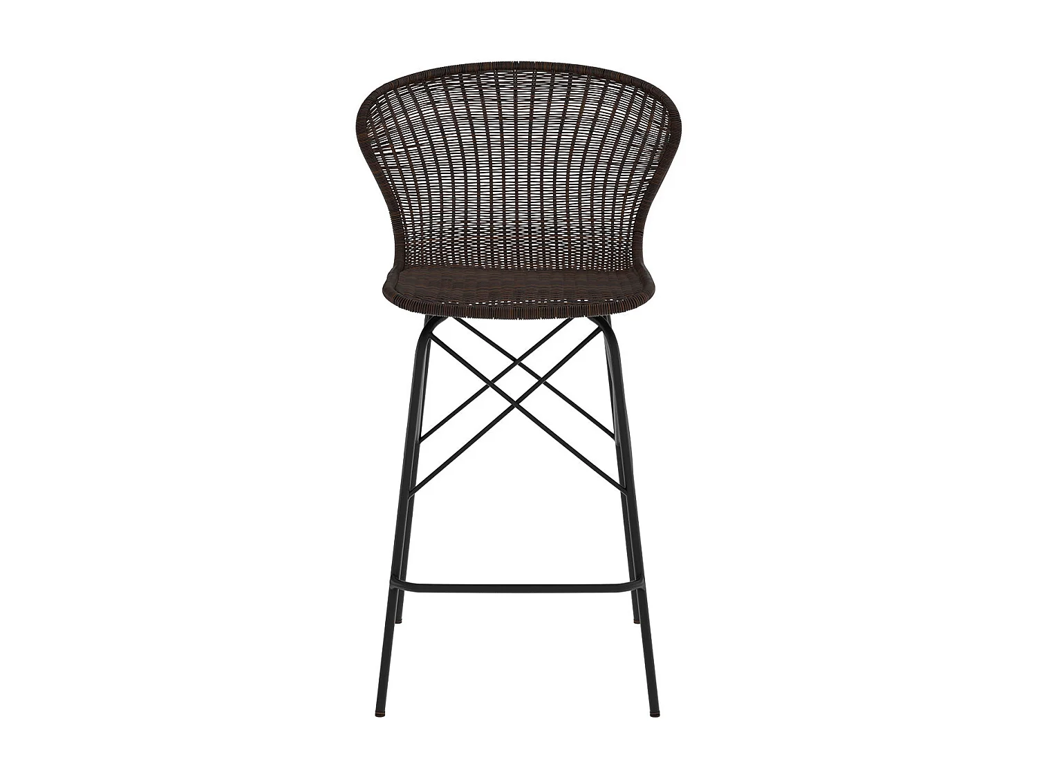 Lot de 2 chaises pour îlot central 63 cm en résine tressée marron - Palma