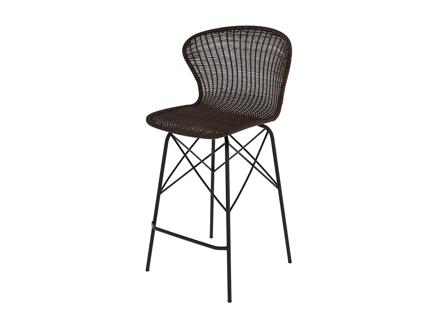 Set de 2 taburetes para isla de cocina en resina tejida marrón 63 cm - Palma