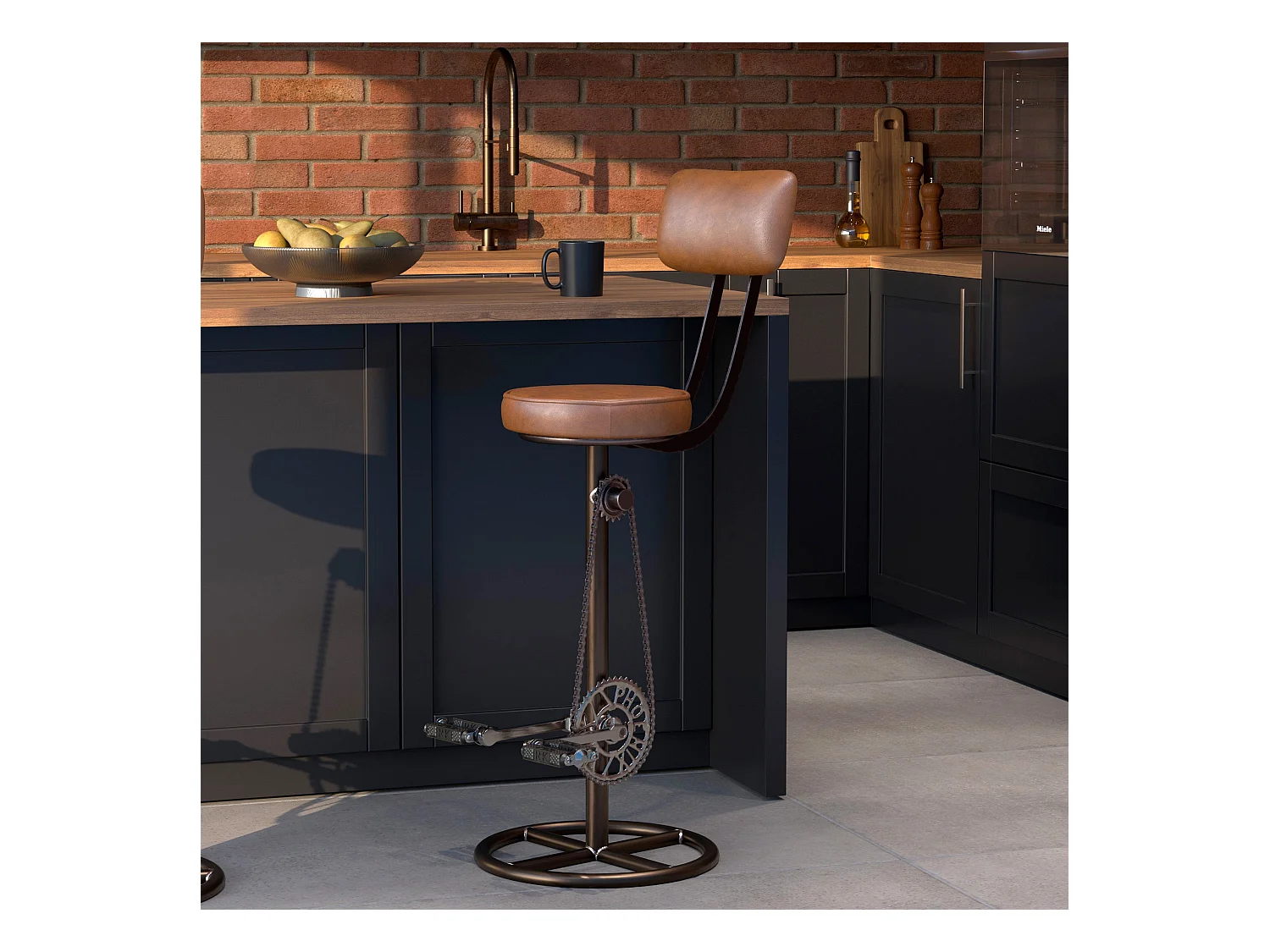 Chaise de bar 76 cm en cuir avec dossier - Phoenix