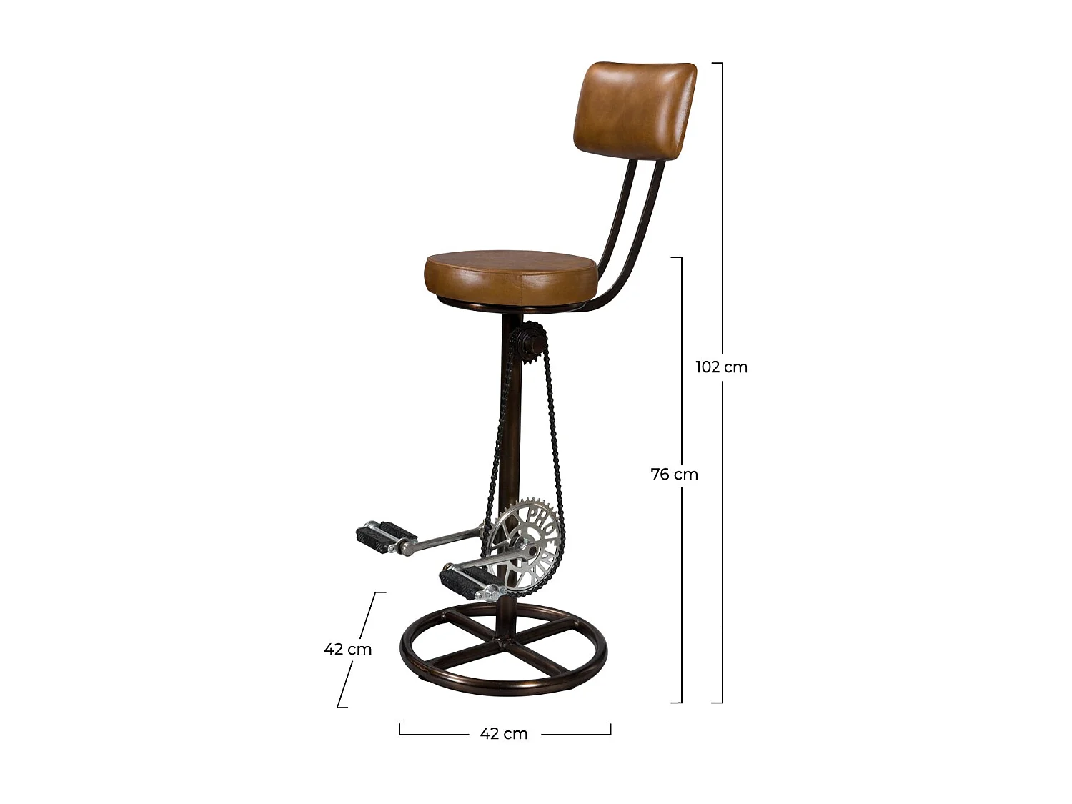 Chaise de bar 76 cm en cuir avec dossier - Phoenix