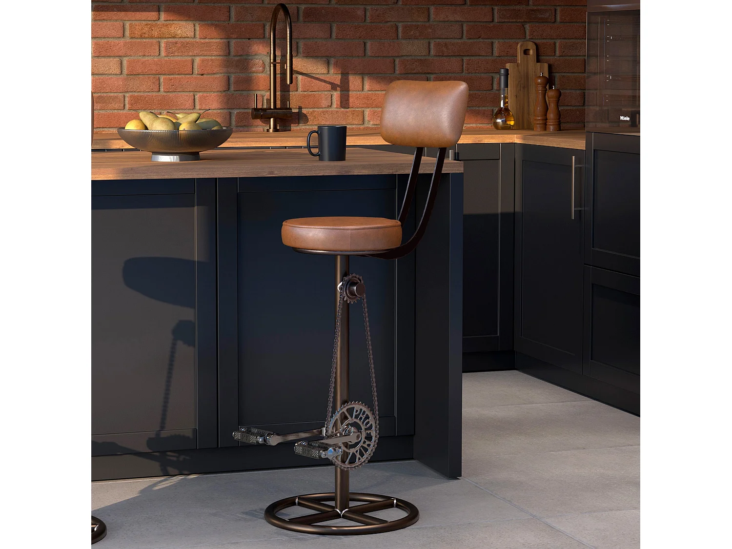 Chaise de bar 76 cm en cuir avec dossier - Phoenix