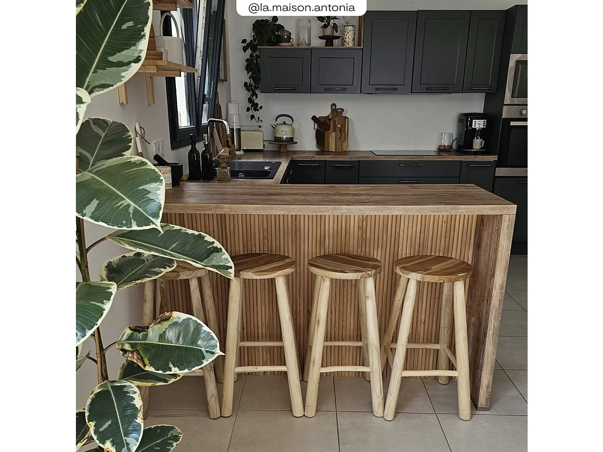 Tabouret pour îlot central 67 cm en teck - Ika