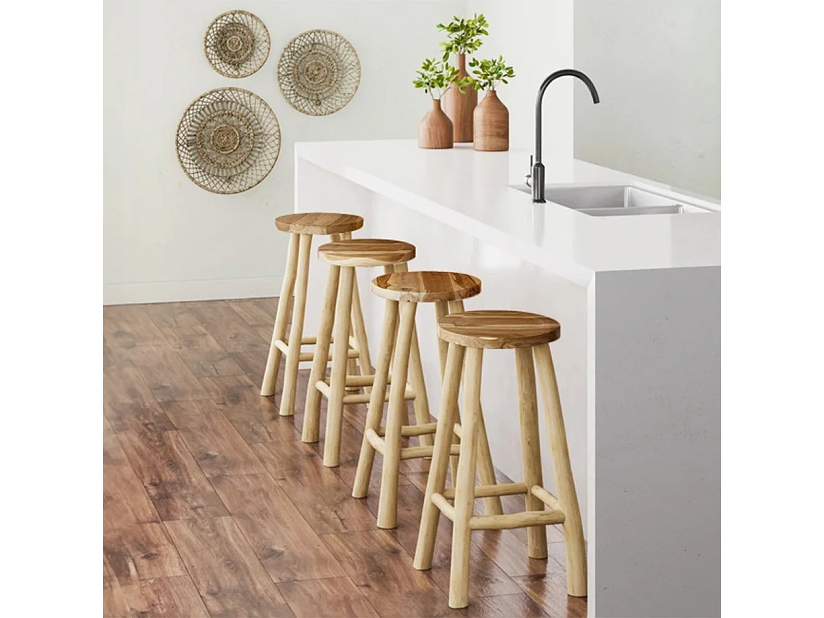 Tabouret pour îlot central 67 cm en teck - Ika
