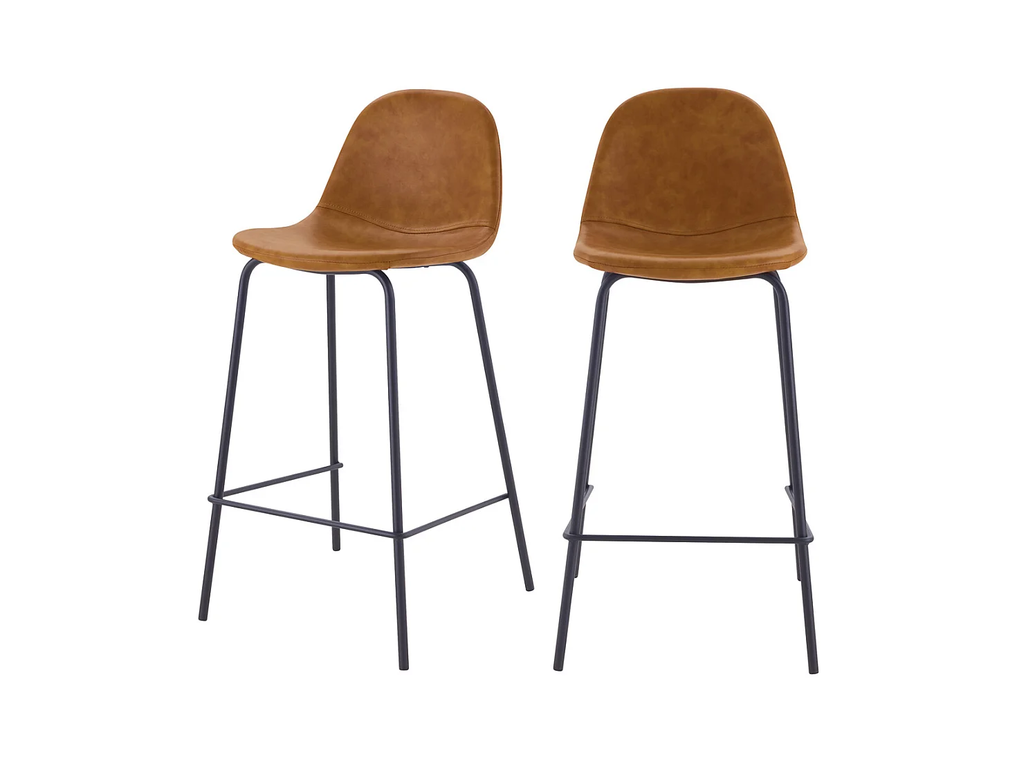 Lot de 2 chaises pour îlot central 65 cm en cuir synthétique camel - Henrik