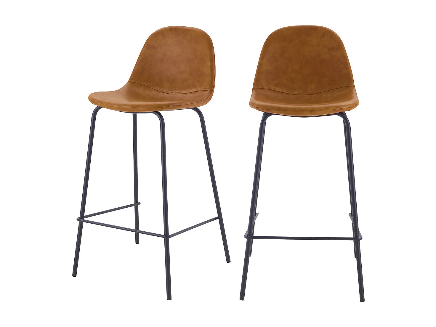 Lot de 2 chaises pour îlot central 65 cm en cuir synthétique camel - Henrik