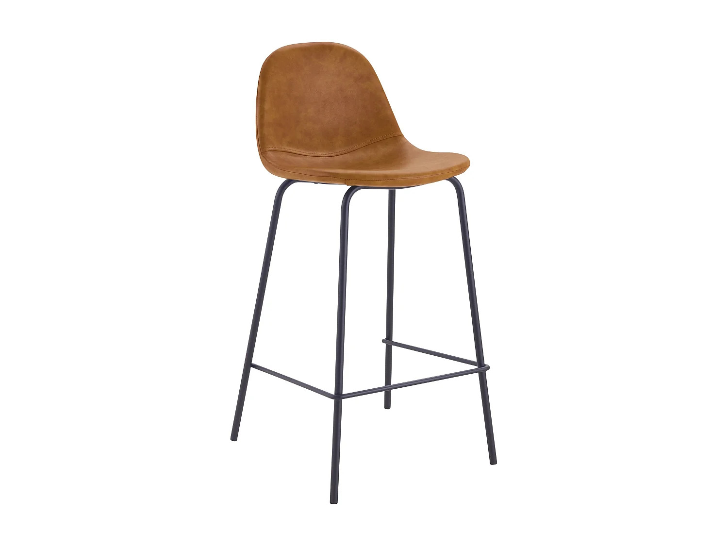 Lot de 2 chaises pour îlot central 65 cm en cuir synthétique camel - Henrik