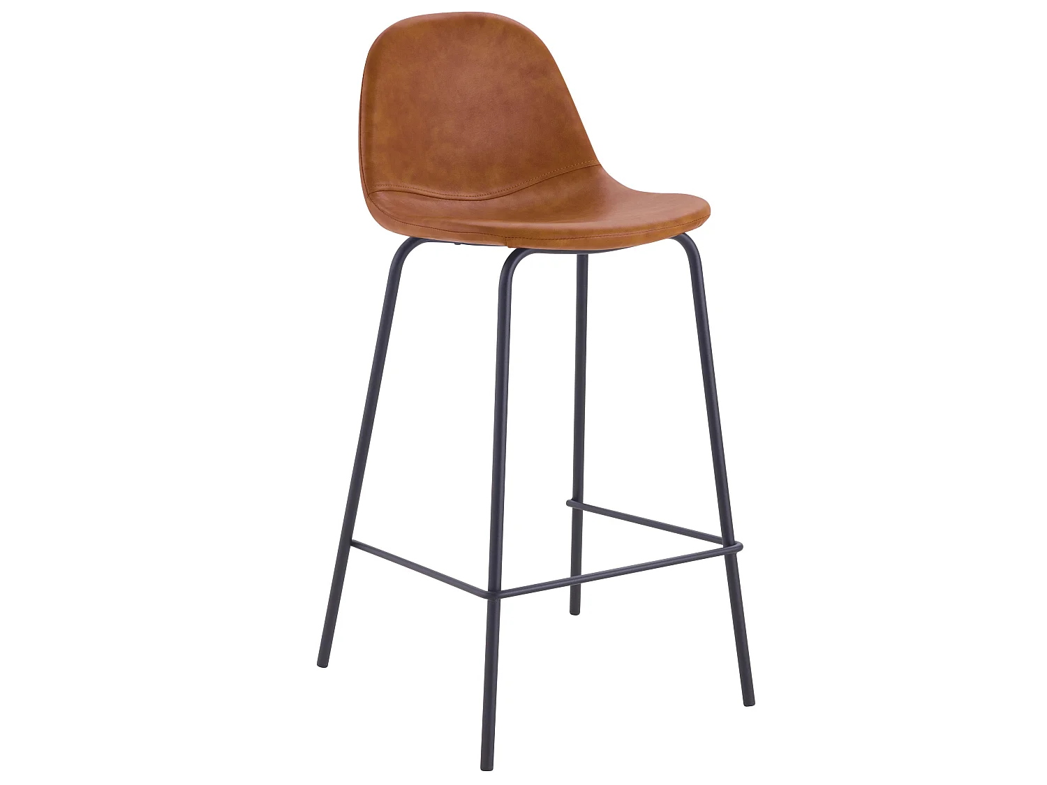 Lot de 2 chaises pour îlot central 65 cm en cuir synthétique camel - Henrik
