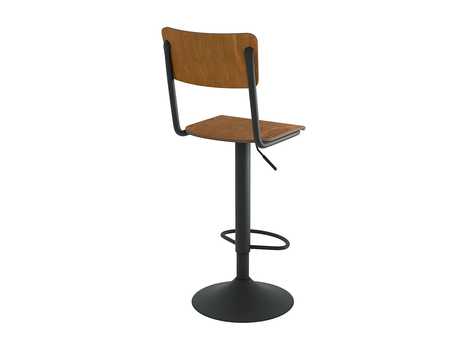 Lot de 2 chaises de bar réglables 60/80 cm en bois foncé - Clem