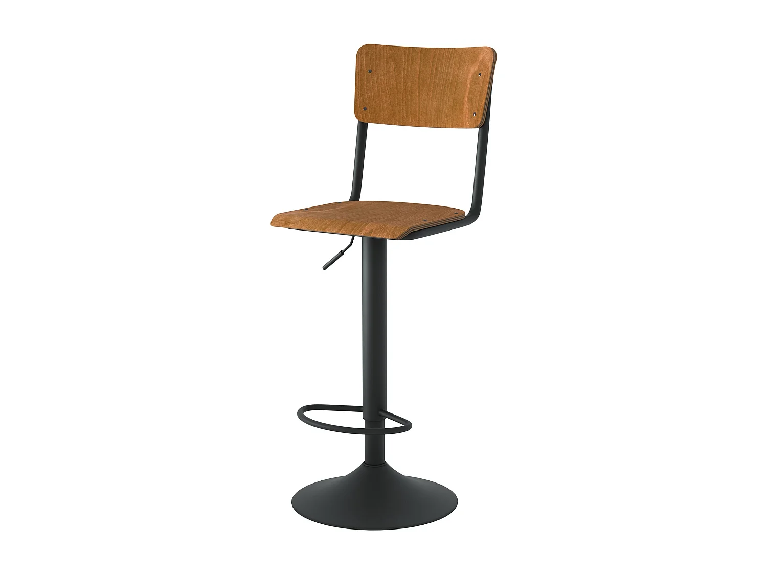 Lot de 2 chaises de bar réglables 60/80 cm en bois foncé - Clem