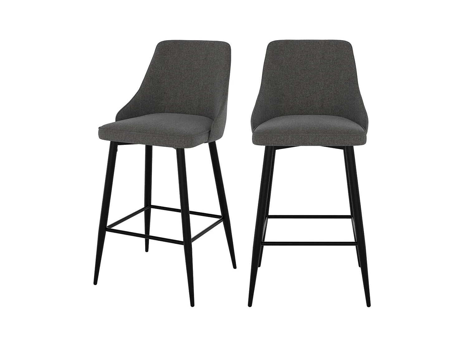 Set de 2 sillas para isla de cocina en tela gris oscuro 66,5 cm - Pipo