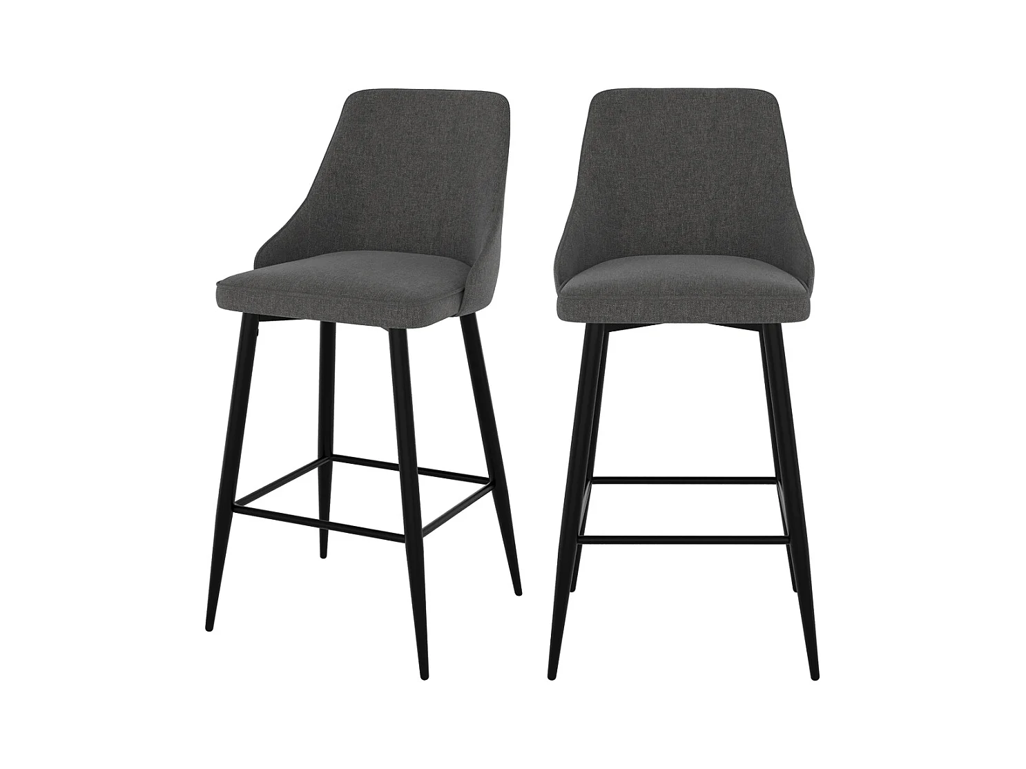 Lot de 2 chaises pour îlot central 66,5 cm en tissu gris foncé - Pipo