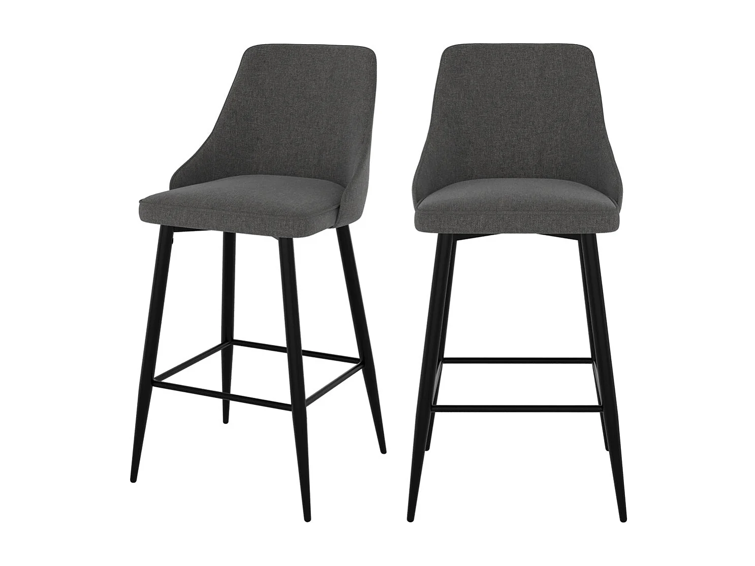 Lot de 2 chaises pour îlot central 66,5 cm en tissu gris foncé - Pipo