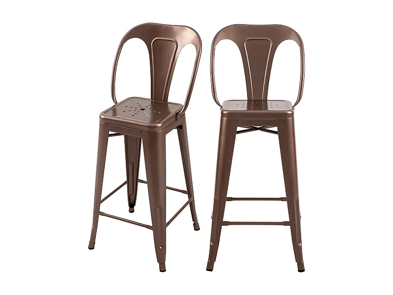 Lot de 2 chaises pour îlot central 67 cm en métal cuivre - Indus