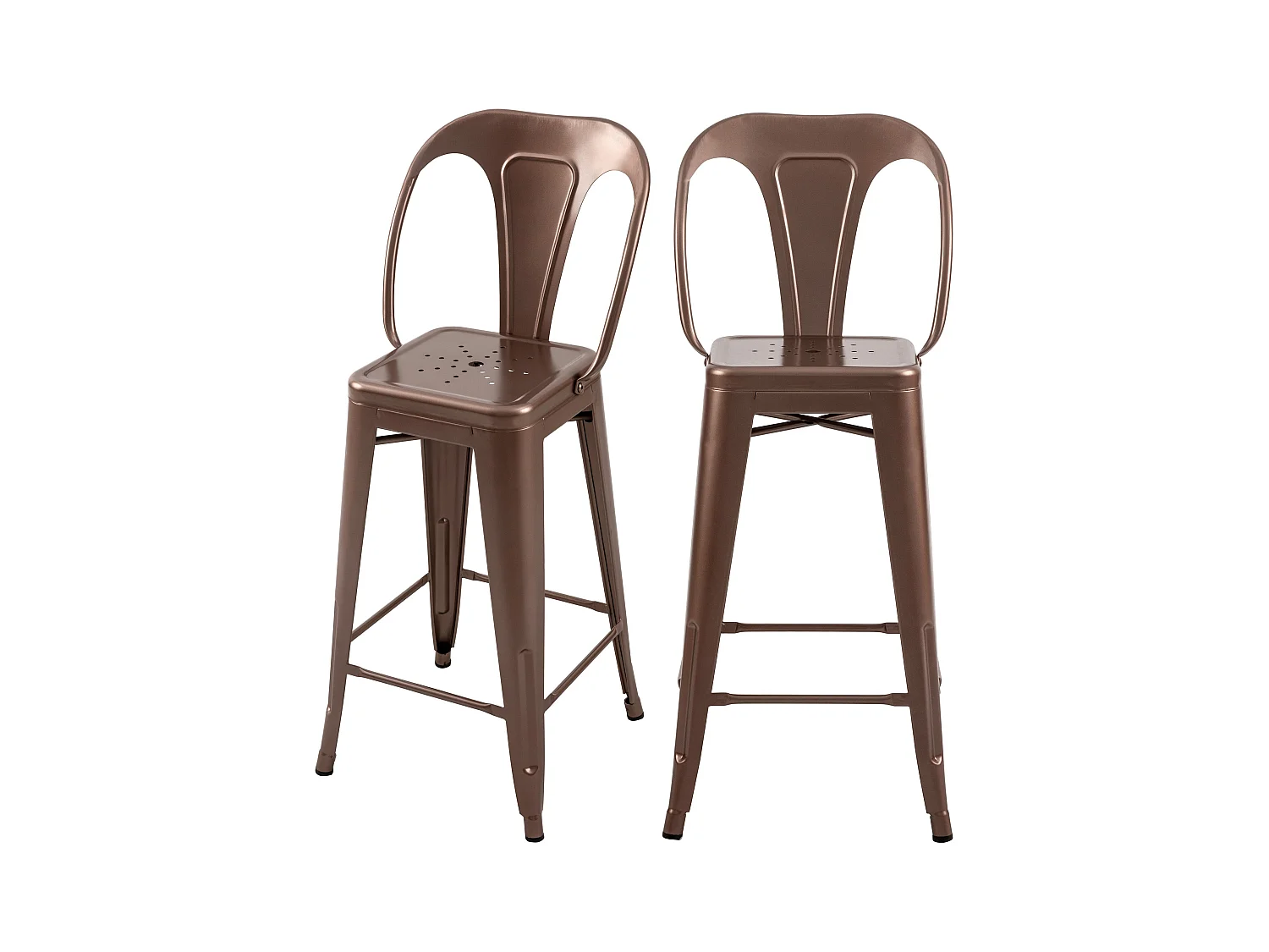 Set de 2 taburetes para isla de cocina en metal de cobre 67 cm - Indus