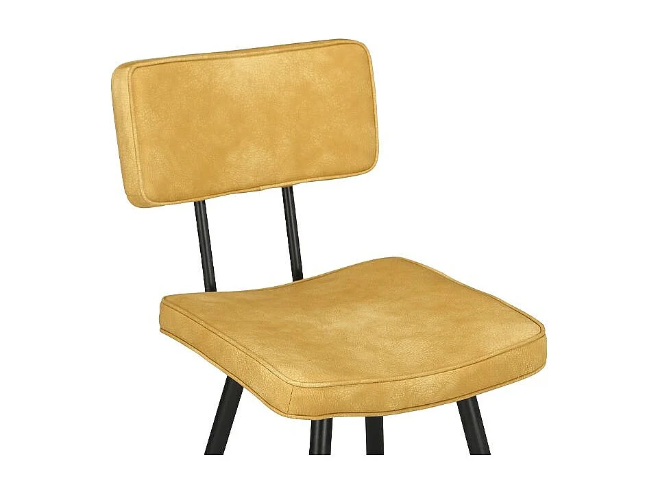 Lot de 2 chaises de bar mi-hauteur 66 cm cuir synthétique jaune - Texas