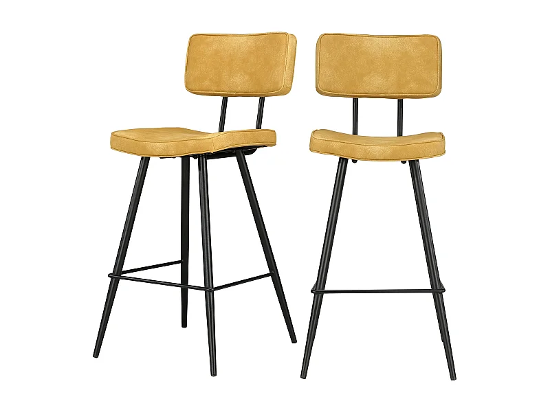 Set di 2 sedie per isola centrale in pelle sintetica gialla 66 cm - Texas