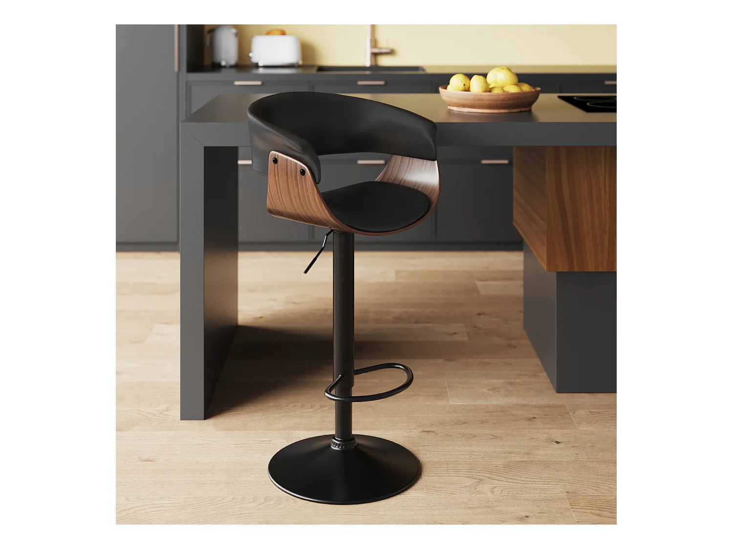 Sedia da bar regolabile 59/81 cm in pelle artificiale nera - Basile