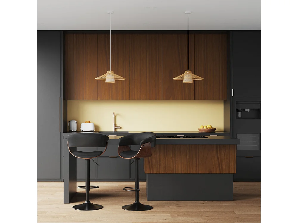 Sedia da bar regolabile 59/81 cm in pelle artificiale nera - Basile