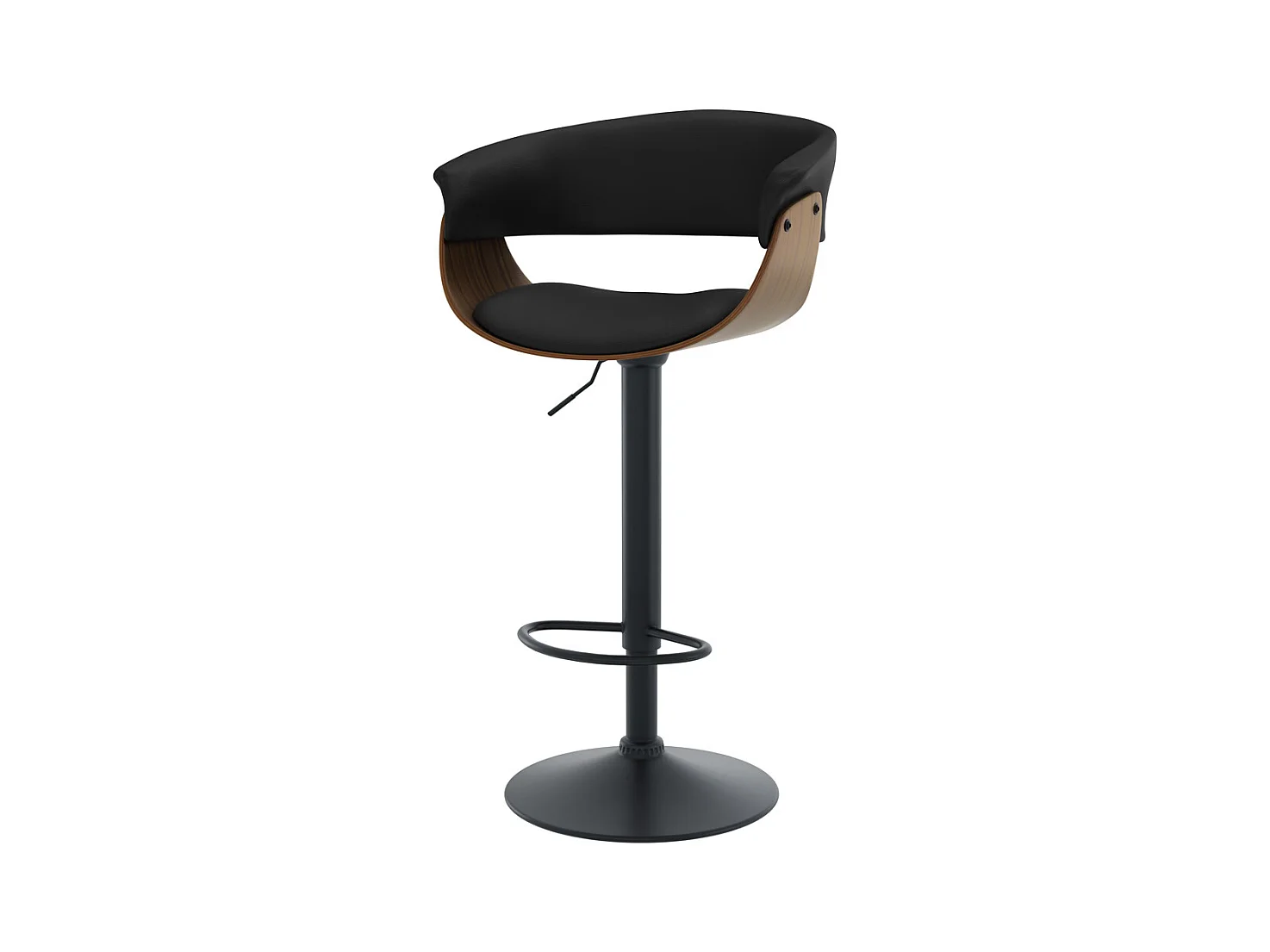 Chaise de bar réglable et pivotante 59/81 cm en cuir synthétique noir - Basile