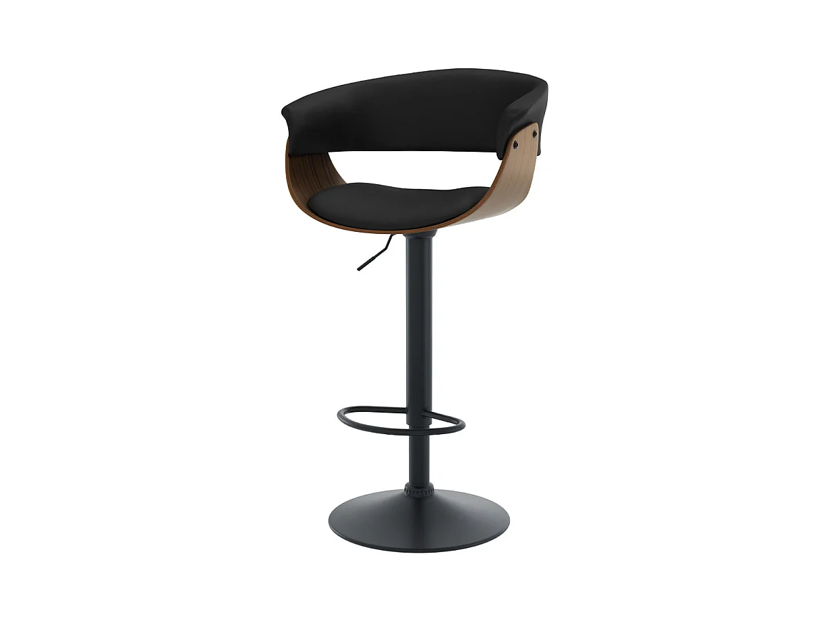 Silla de bar ajustable 59/81 cm en cuero artificial negro - Basile