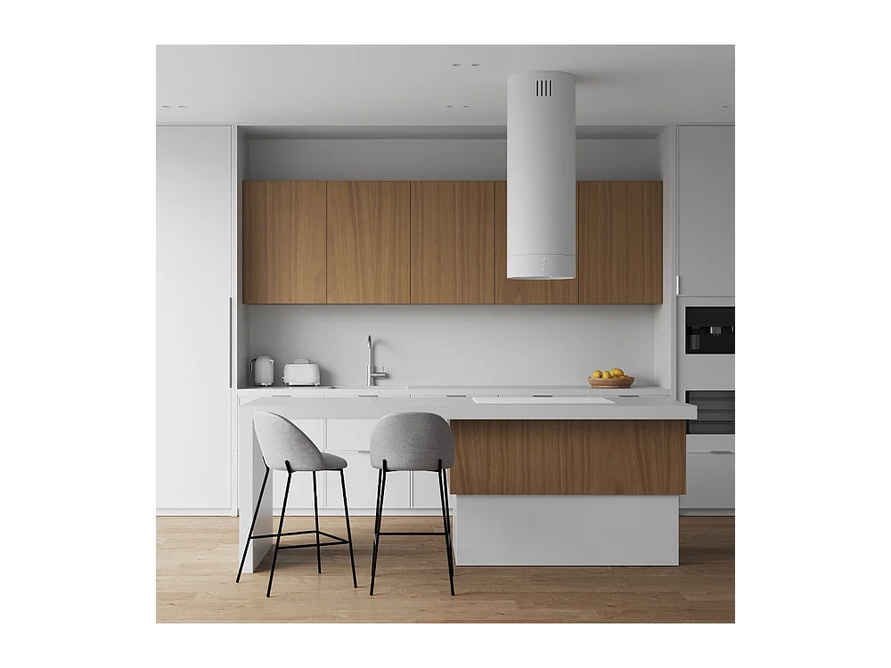 Set de 2 sillas para isla de cocina en tela jaspeada gris claro 66 cm - Karl