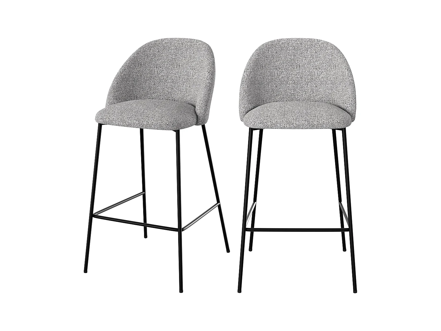 Lot de 2 chaises pour îlot central 66 cm en tissu chiné gris clair - Karl