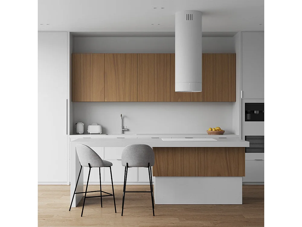 Set de 2 sillas para isla de cocina en tela jaspeada gris claro 66 cm - Karl