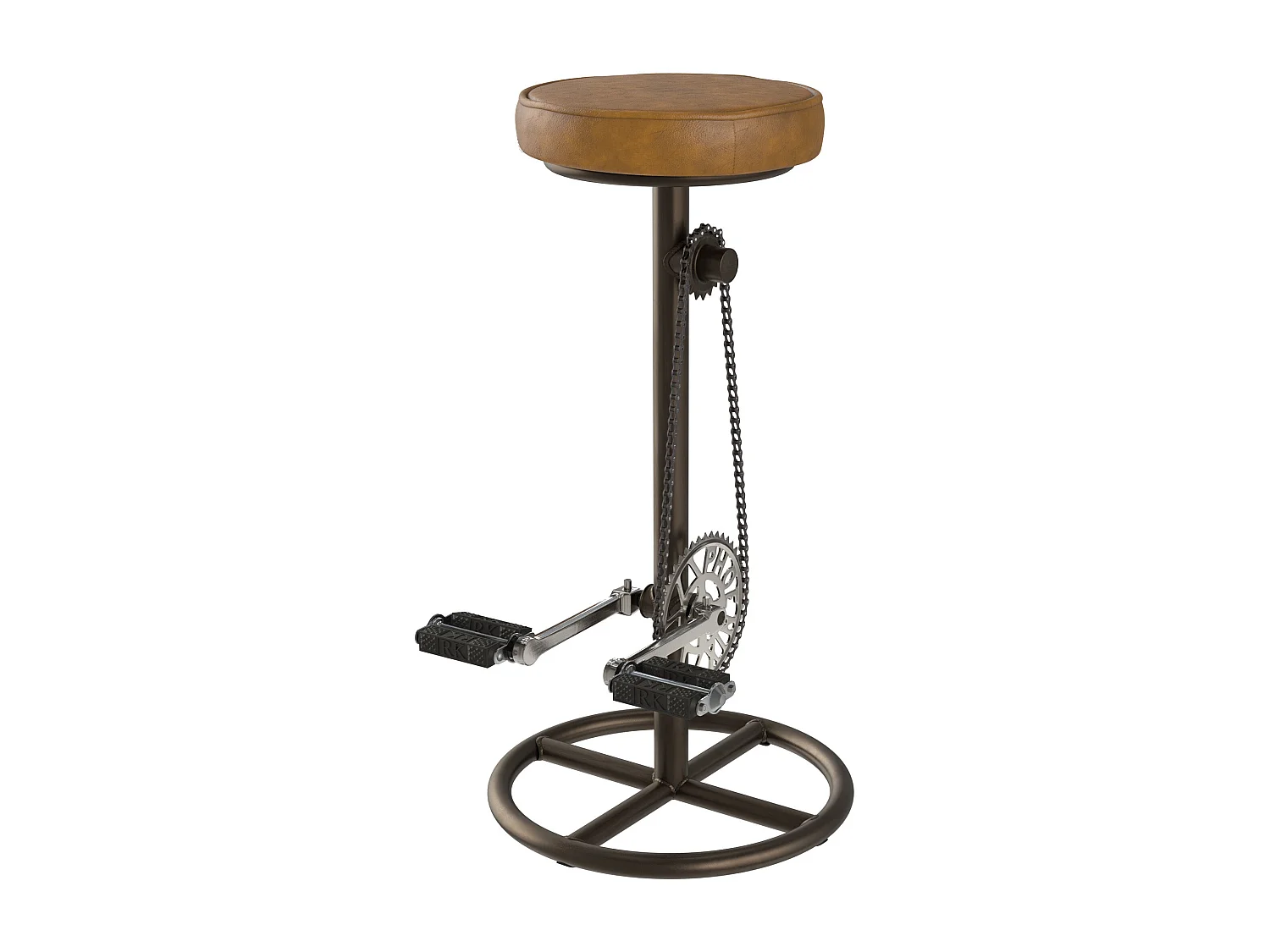 Tabouret de bar 73 cm en cuir marron - Gaya