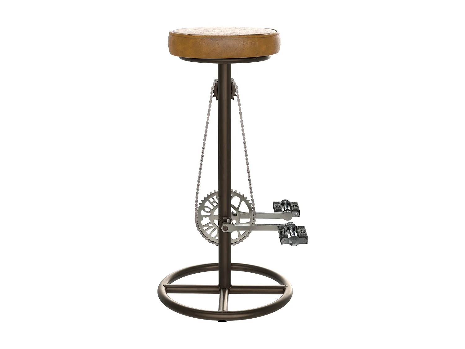 Tabouret de bar 73 cm en cuir marron - Gaya