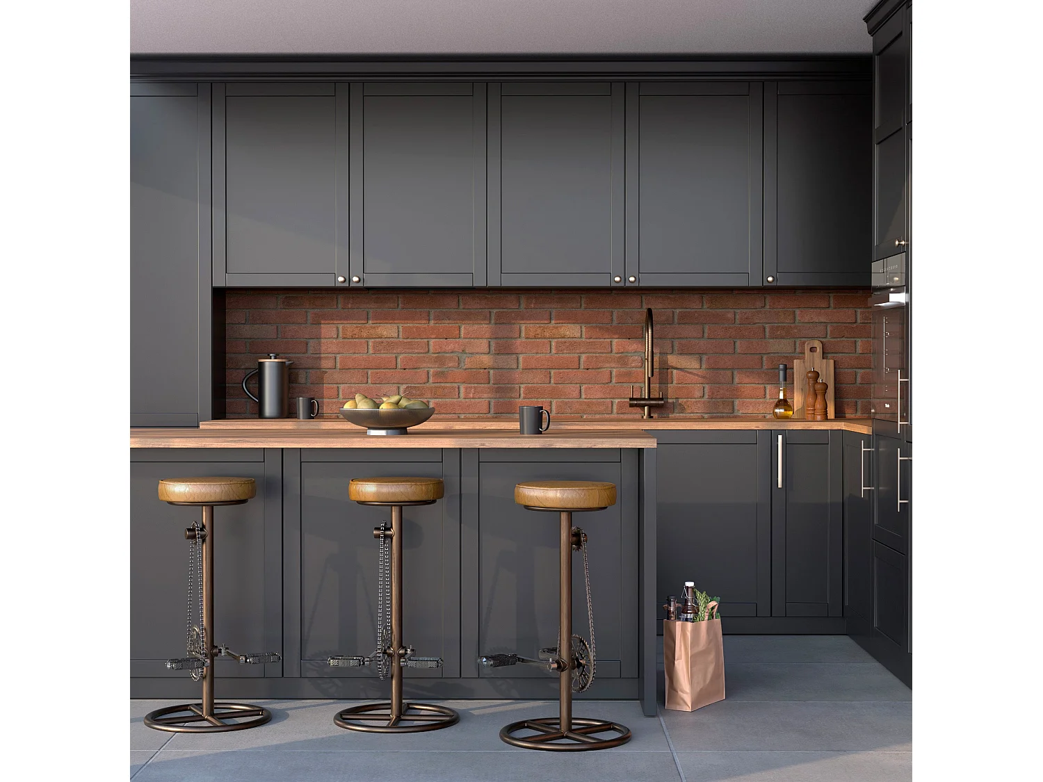 Taburete de bar de 73 cm en cuero marrón - Gaya