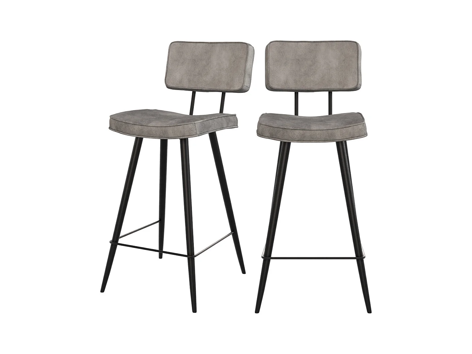 Lot de 2 chaises pour îlot central 66 cm en cuir synthétique gris - Texas