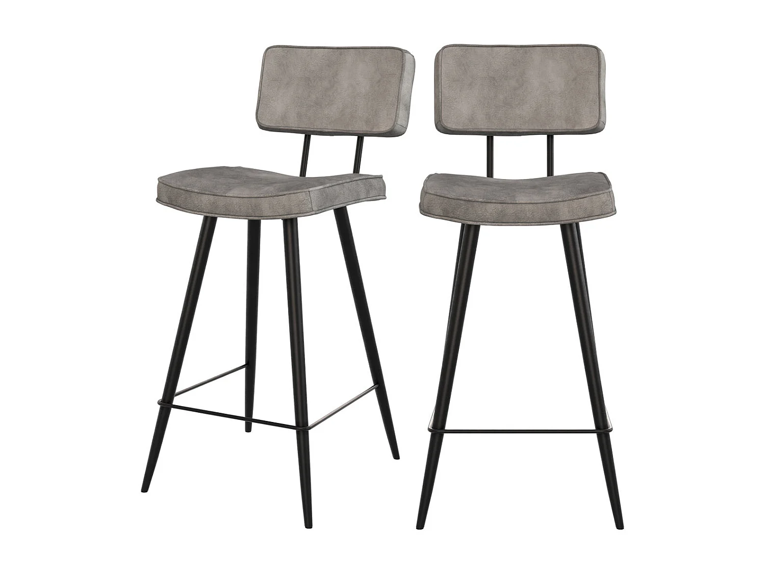 Set de 2 taburetes para isla de cocina de cuero sintético gris 66 cm - Texas