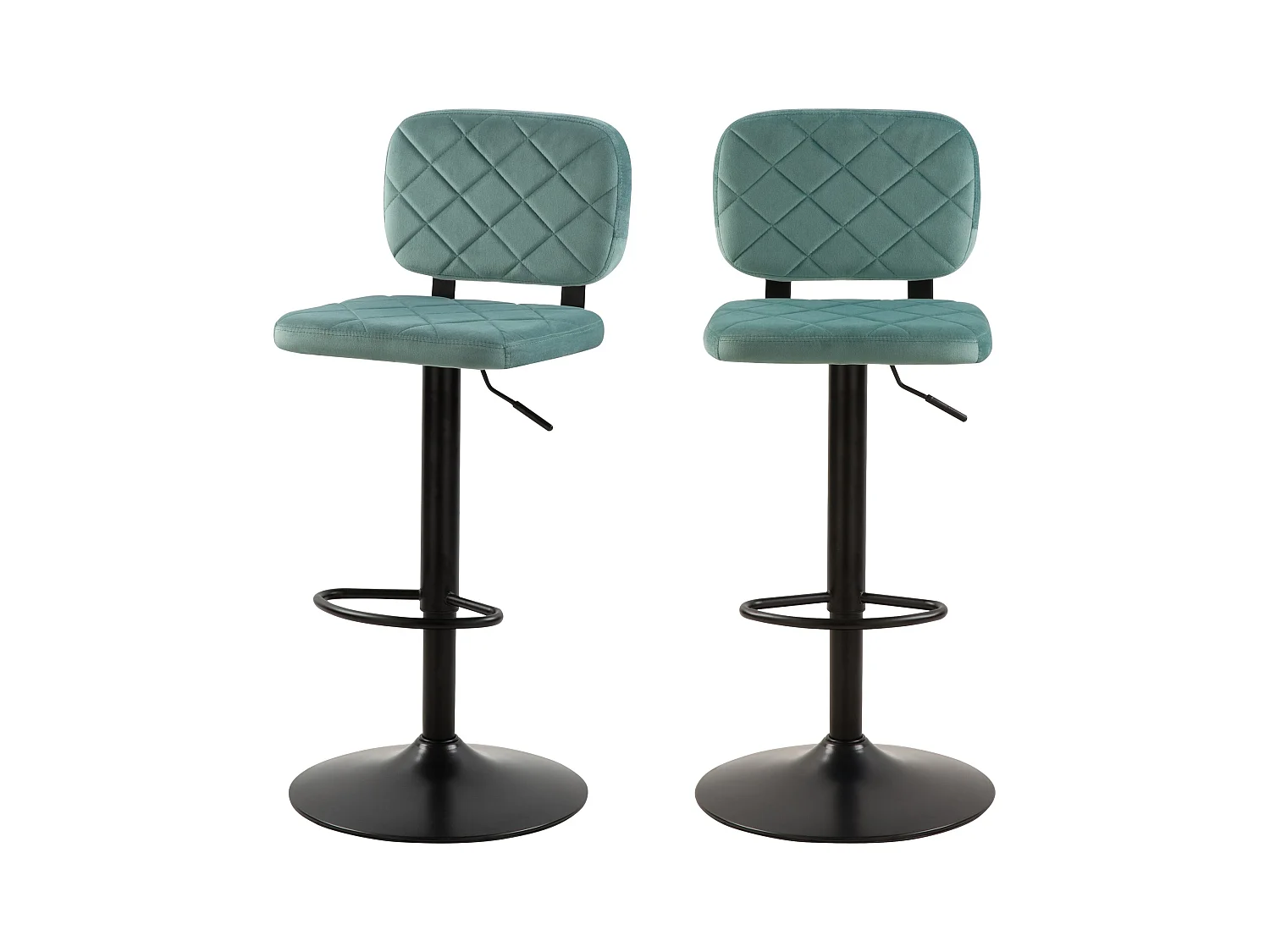 Lot de 2 chaises de bar réglables 60/81 cm en velours vert d'eau - Viktor