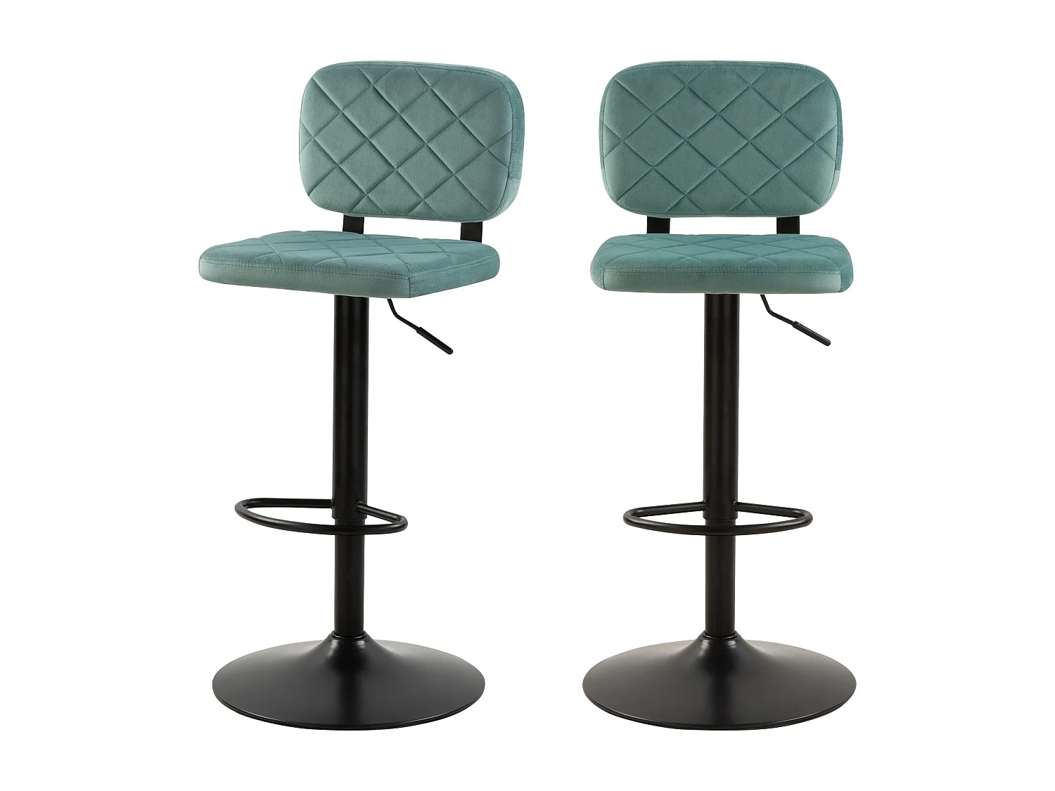 Lot de 2 chaises de bar réglables 60/81 cm en velours vert d'eau - Viktor