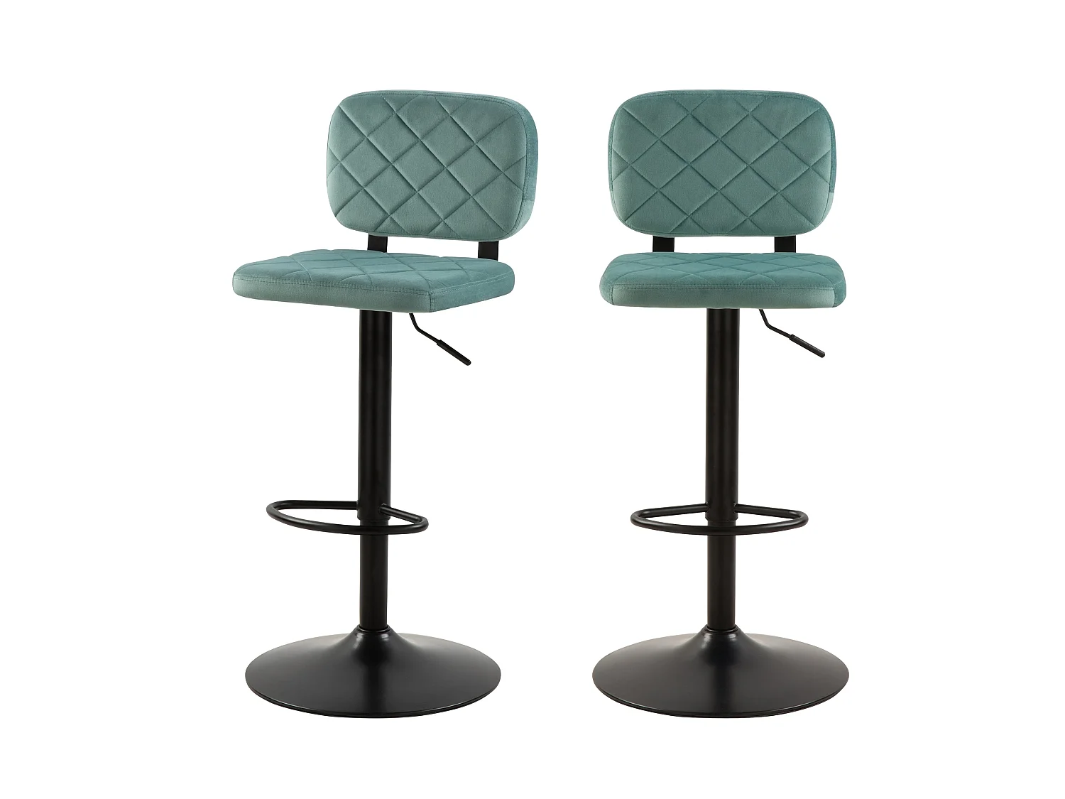 Set de 2 sillas de bar ajustables 60/81 cm en terciopelo verde agua - Viktor