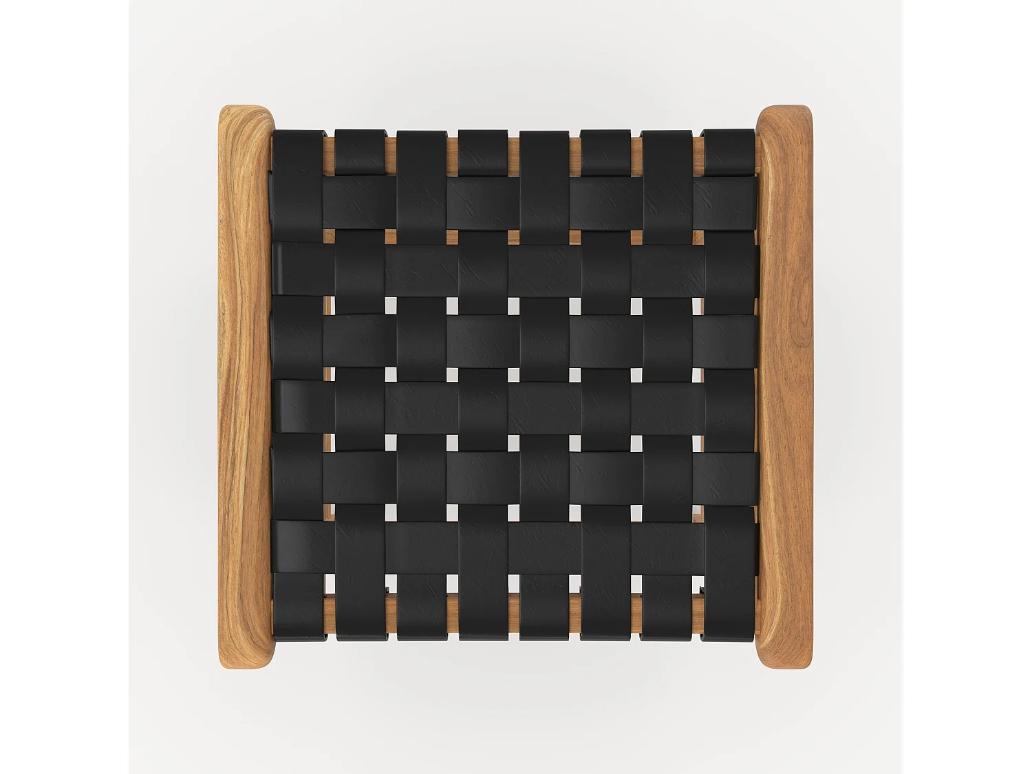 Taburetes para isla de cocina de teca y cuero negro tejido 66 cm - Kuna