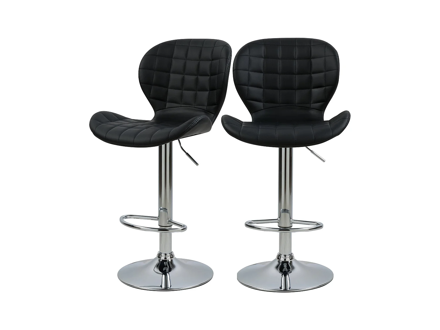 Set di 2 sedie da bar regolabili 53/74 cm in pelle sintetica nera - Mazzia