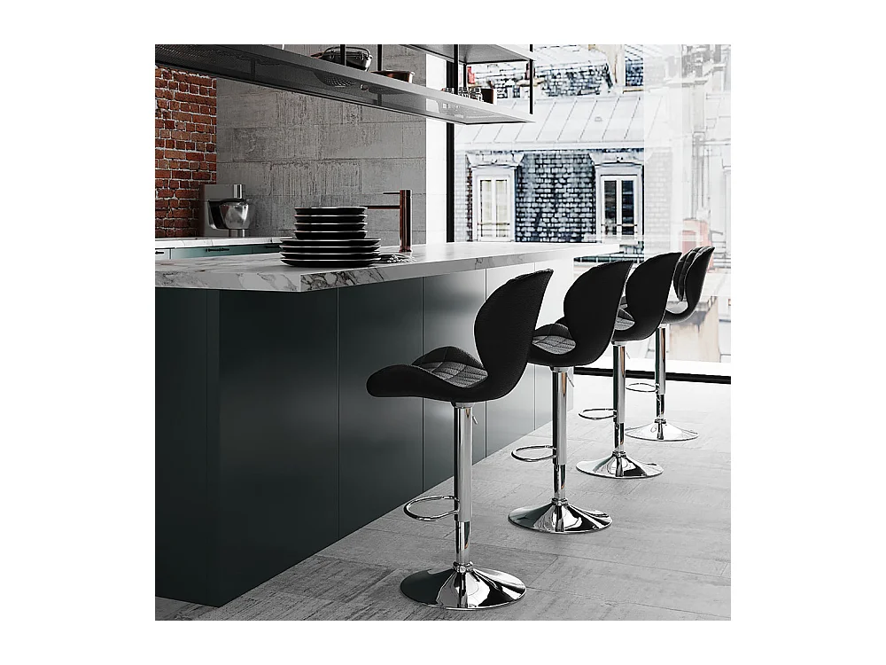 Lot de 2 chaises de bar réglables 53/74 cm en cuir synthétique noir - Mazzia