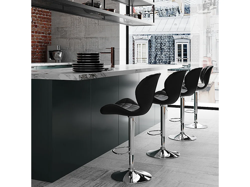 Set di 2 sedie da bar regolabili 53/74 cm in ecopelle nera - Mazzia