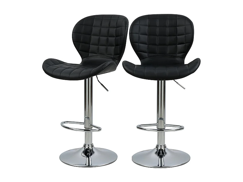 Lot de 2 chaises de bar réglables 53/74 cm en cuir synthétique noir - Mazzia