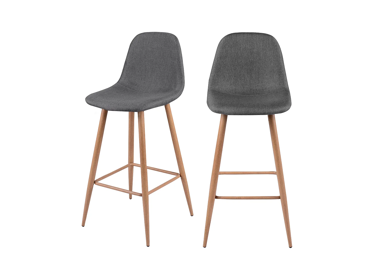 Lot de 2 chaises de bar 72.5 cm en tissu gris - Fredrik